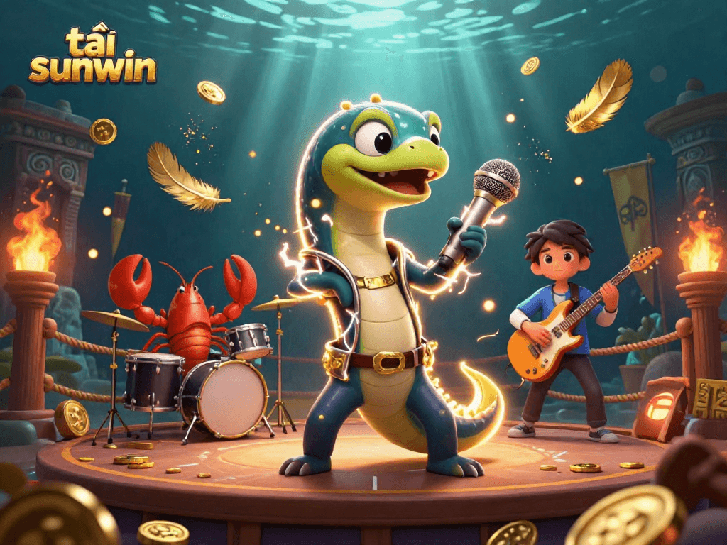 Engage in exciting gaming with tải sunwin showcasing a DJ electric eel at an underwater casino.