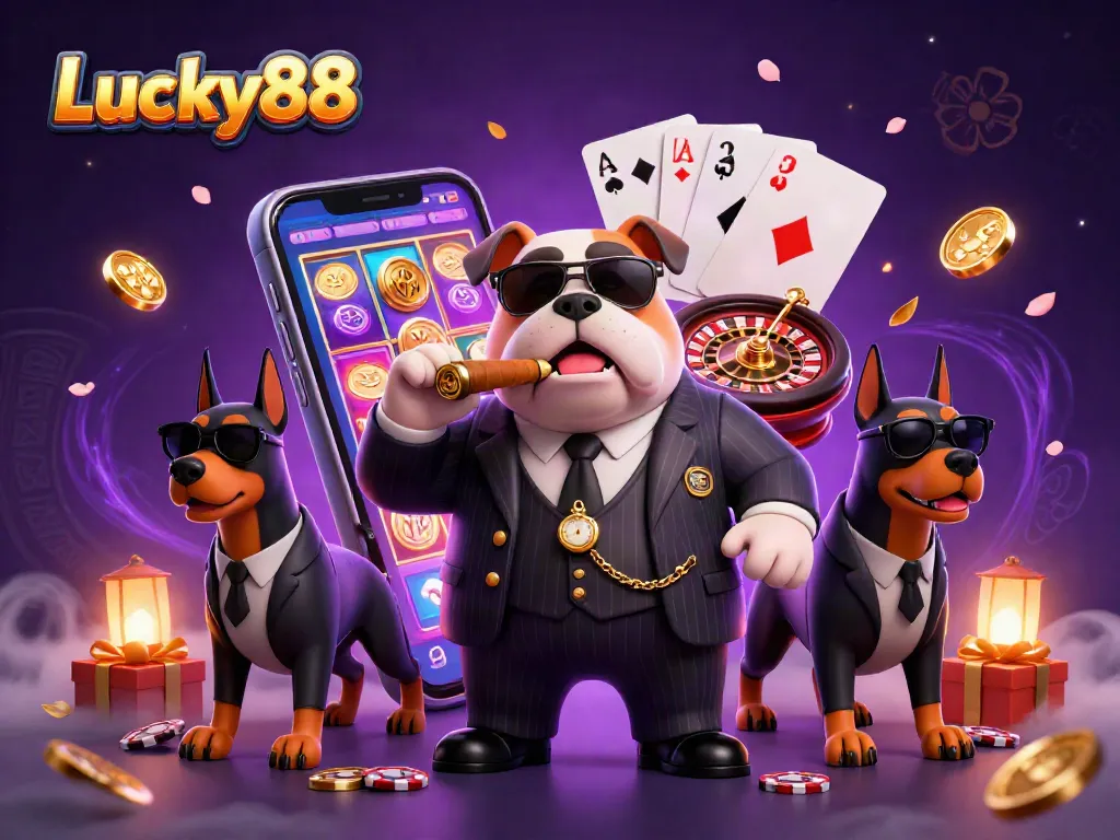 Experience Lucky88's thrilling casino adventure with a charismatic mafia boss and dynamic game elements.