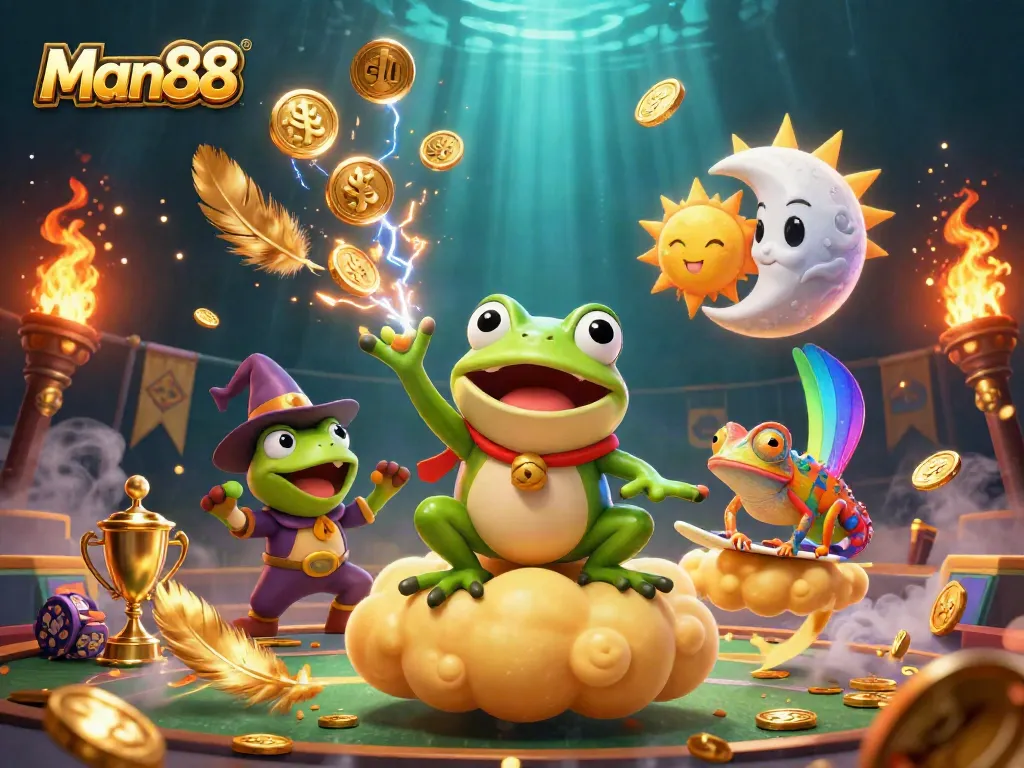 Experience the excitement of Man88 sports betting with vibrant characters and dynamic elements.