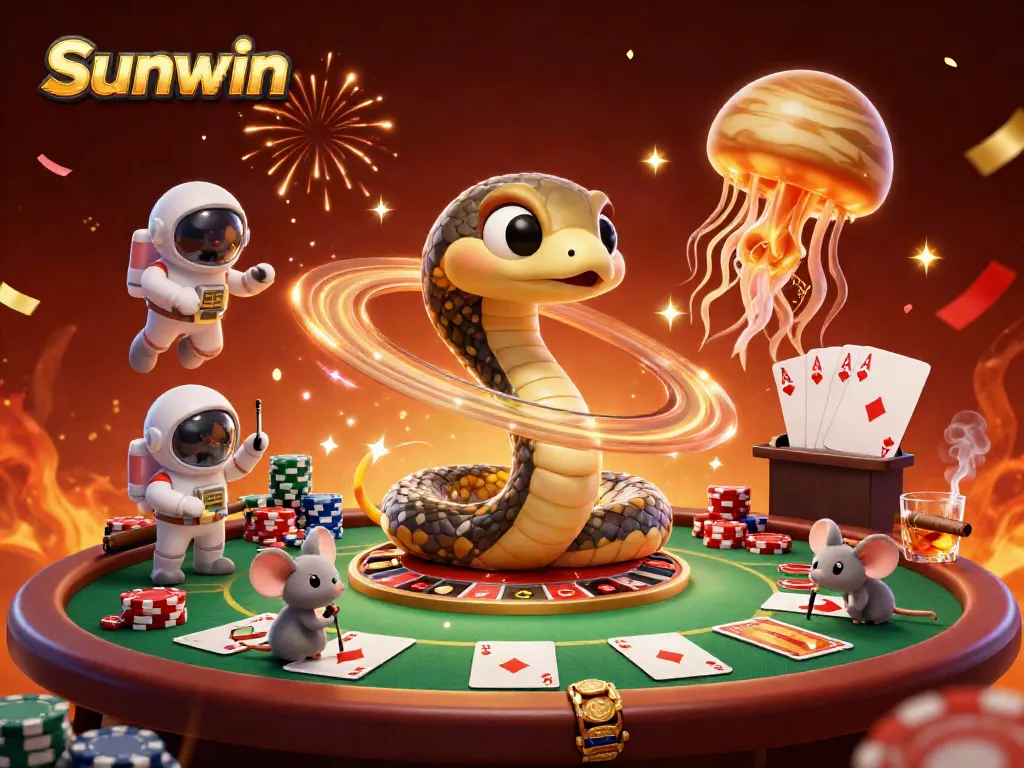 Bet big in the cosmic casino world of Sunwin with vibrant, engaging characters and action.