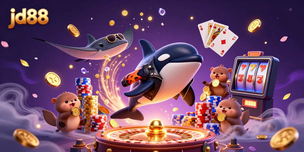 Engage with jd88 to experience epic casino adventures featuring a jumping orca and floating otters.