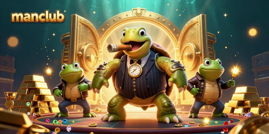 Experience thrilling casino action with manclub's vibrant characters in an exciting treasure scene.