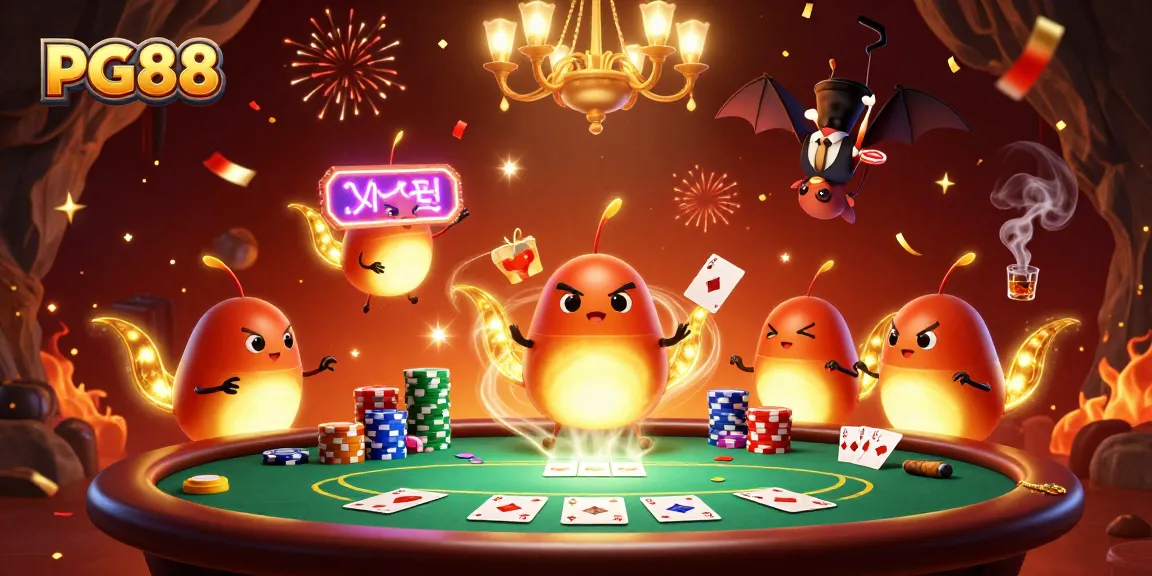 PG88 glowworms illuminate a vibrant cave casino with festive poker action and dynamic lighting