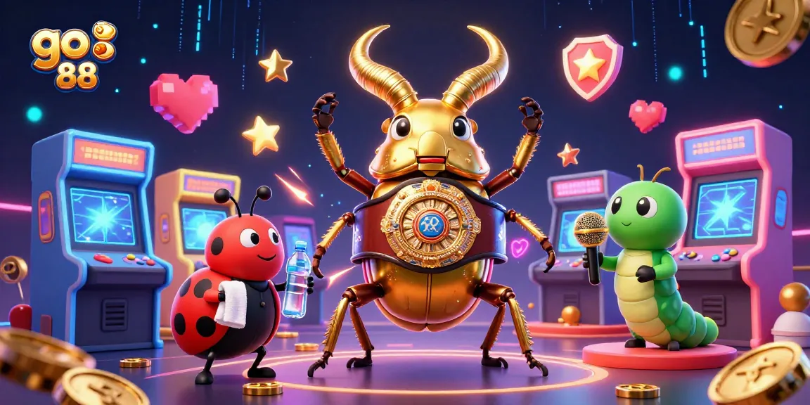 Experience thrilling action at go 88 with a vivid illustration of unique casino elements and characters.