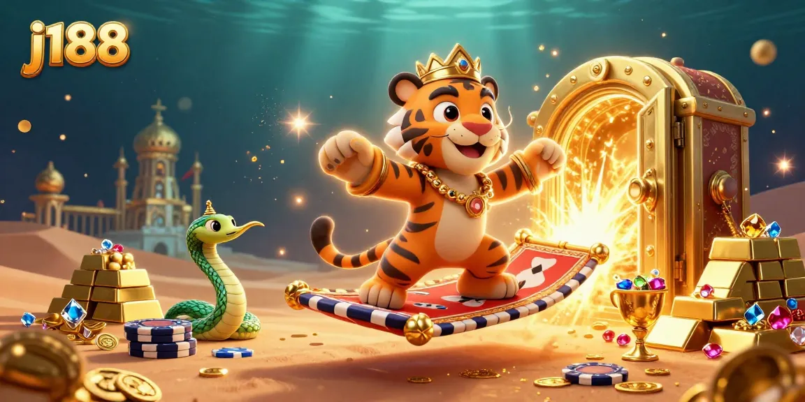Experience thrilling gaming adventures at j188 with a magical casino scene filled with treasures and excitement.