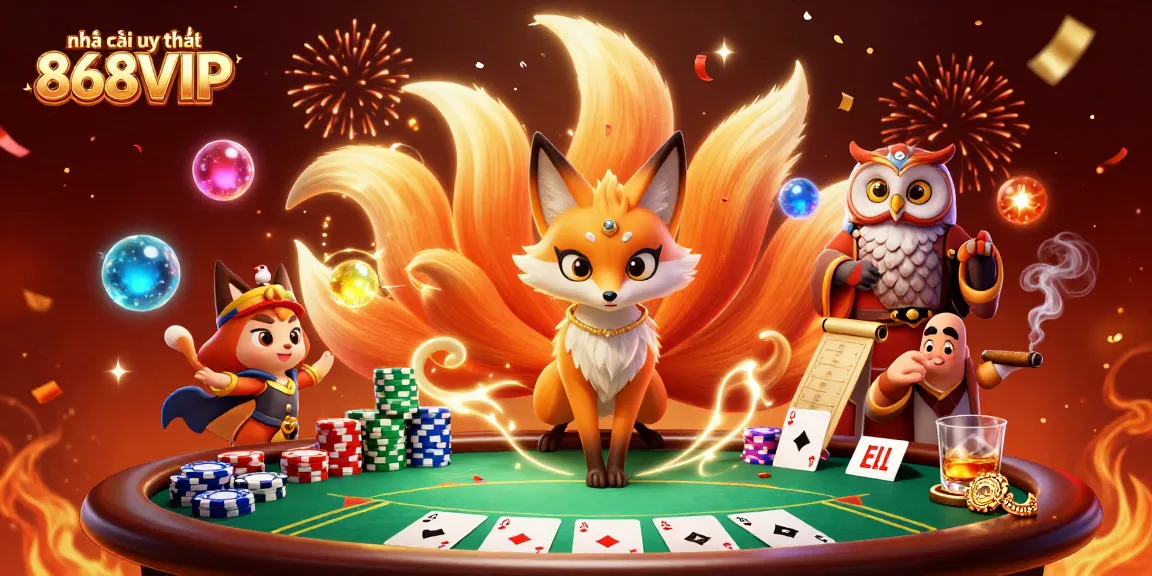 Experience thrilling gaming action at nhà cái uy tín 868VIP with colorful characters and poker elements.