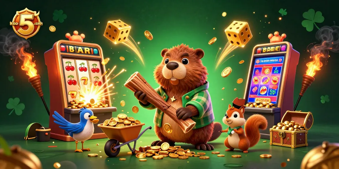 Experience excitement with keo nha cai 5 as the beaver chops a money tree while coins rain!