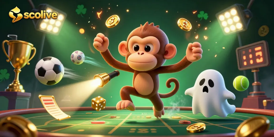Socolive engages viewers with live sports action amidst animated golden casino elements and characters.