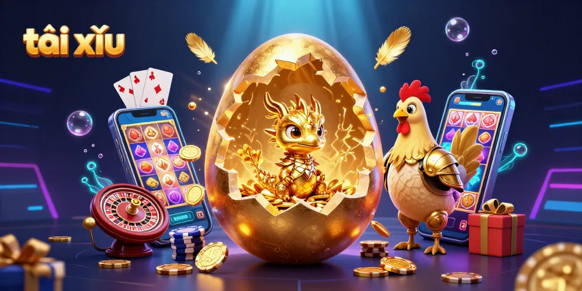 Experience tài xỉu excitement with a golden dragon and vibrant casino elements in a dynamic scene.