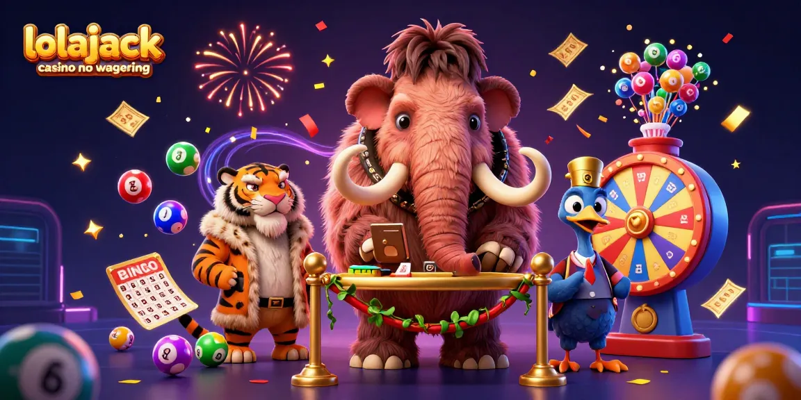 Experience excitement at lolajack casino no wagering with a vibrant 3D scene featuring colourful lottery games.