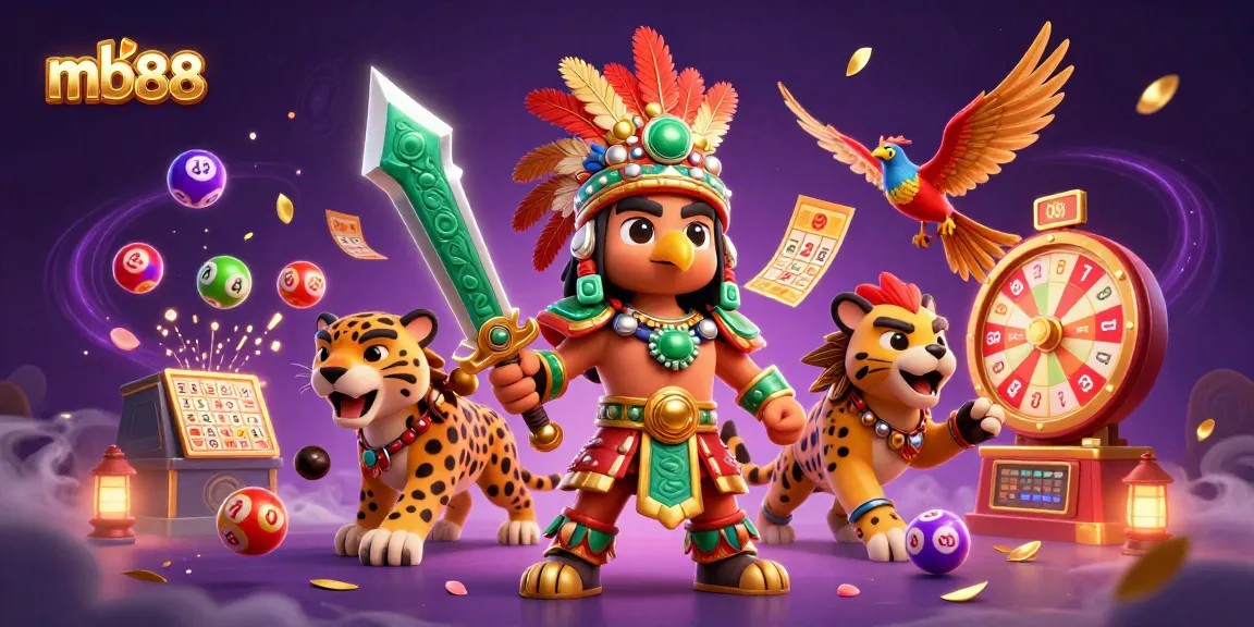 Experience thrilling entertainment at mb88 with an Aztec warrior and dynamic casino elements.