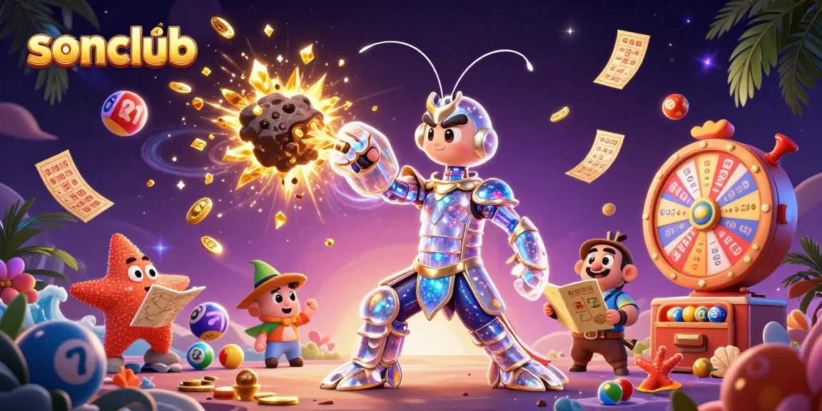 Experience wealth and excitement with sonclub’s dynamic gaming illustration featuring vibrant lottery and casino elements.