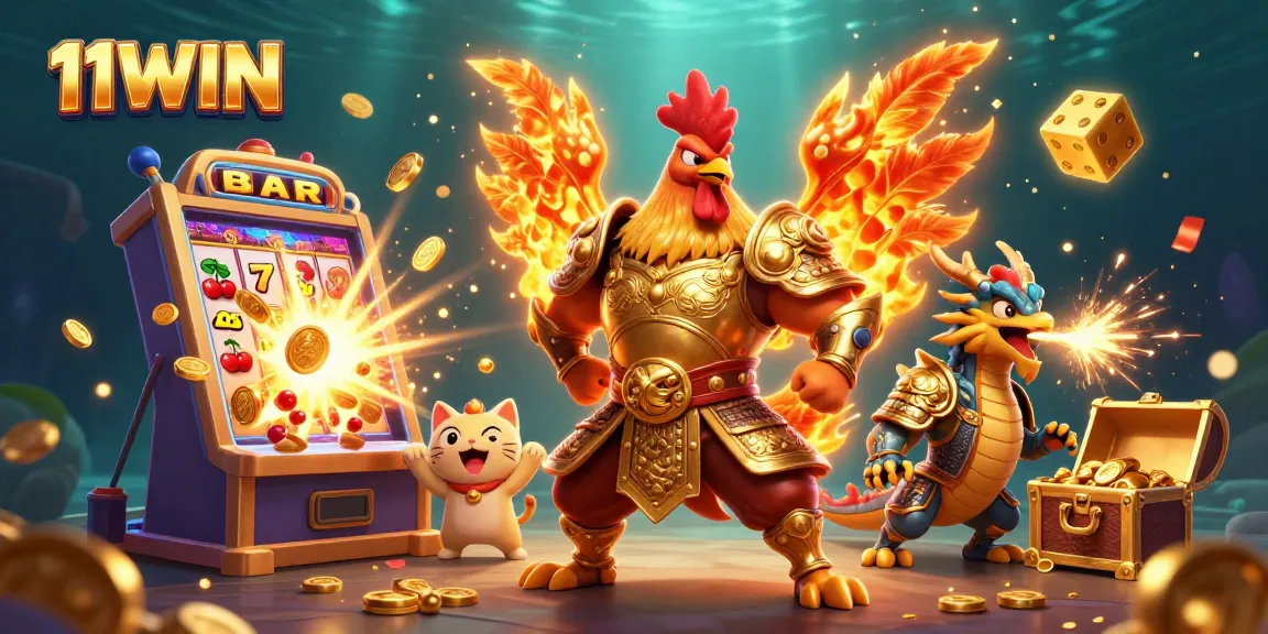 Join the excitement at 11WIN with dynamic slot machines and vibrant casino characters fueled by luck.