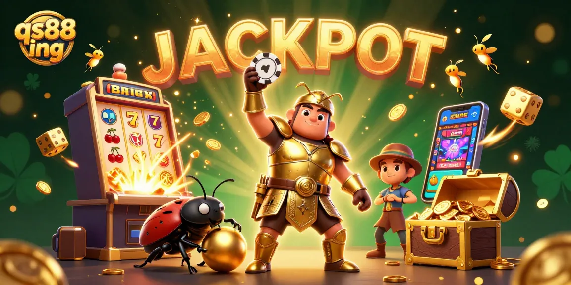 Celebrate wins at qs88 ing with 3D cartoon beetles and vibrant casino elements