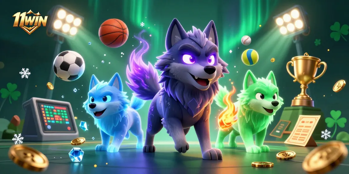 Experience thrilling sports betting excitement with 11WIN amidst dynamic action and glowing symbols.
